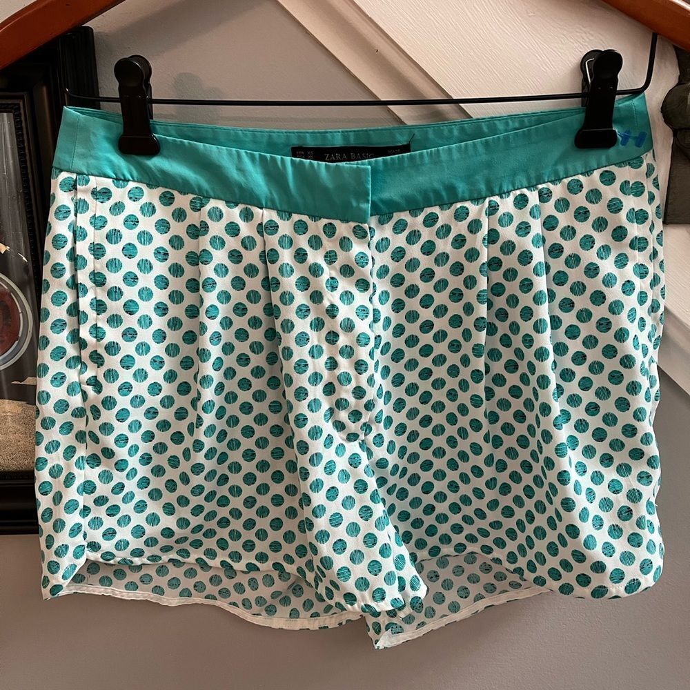 Zara Basic Aqua Dot Tailored Running Short Sz Xs … - image 1